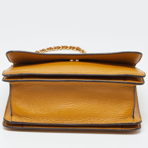 TORY BURCH Mustard Leather Britten Floral Applique Flap Bag - Picture 8 of 8